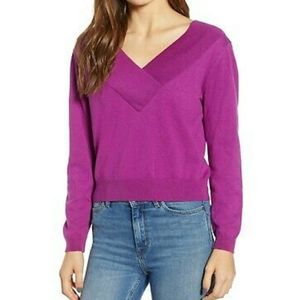 NEW Leith Purple Deep V Neck Sweater